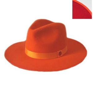 - Orange Wide Brim Red Bottom Fedora